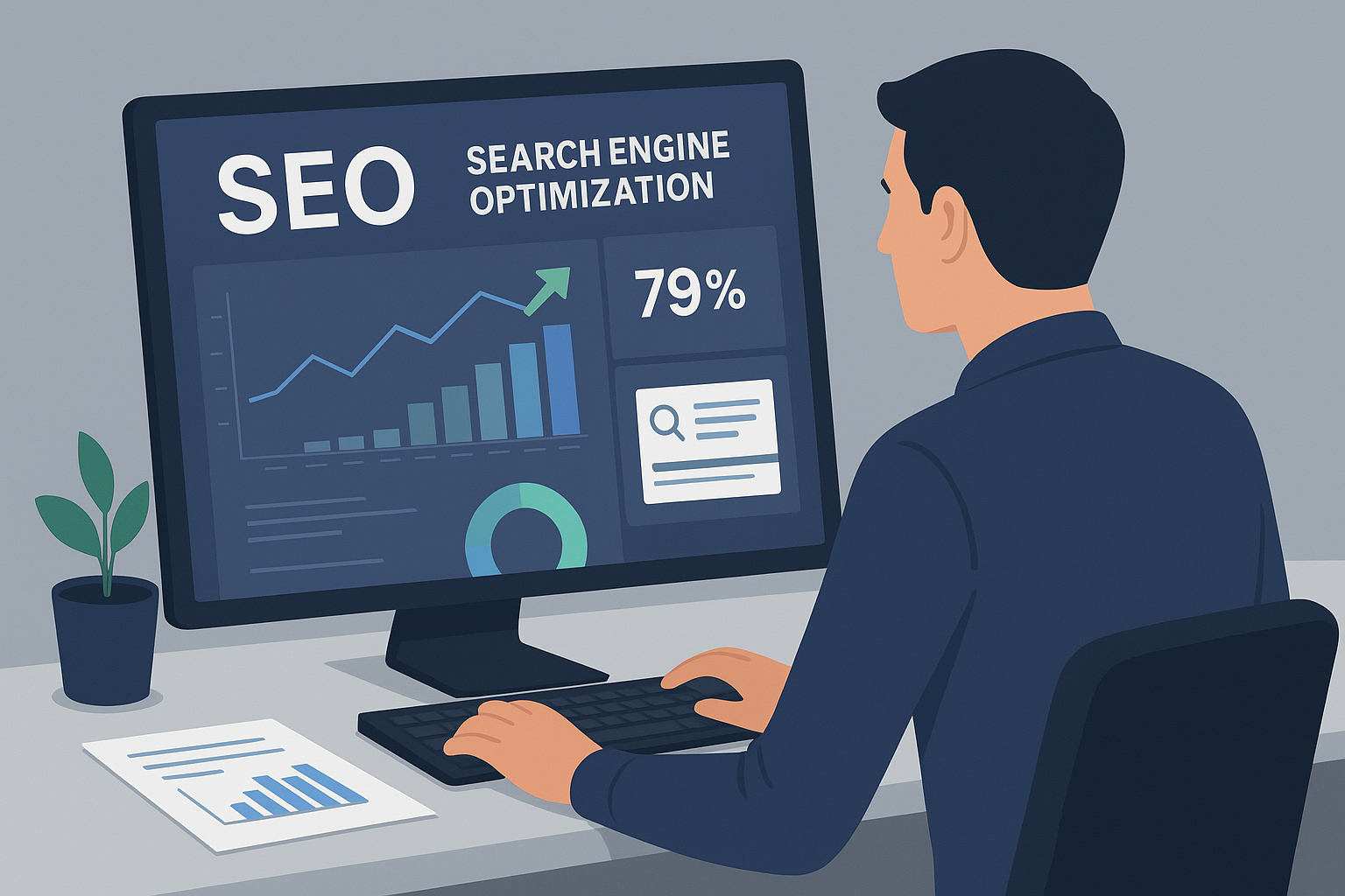 SEO meaning explained with digital marketing analytics chart