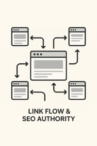 Internal linking strategy visual showing connected web pages for SEO.
